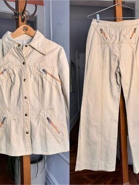 1970s Two-Piece Wide Leg Denim Set